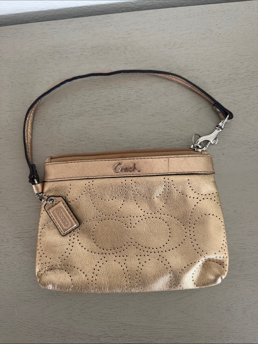 Coach Metallic Rose Gold Wristlet Clutch